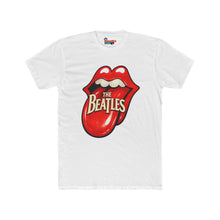 Load image into Gallery viewer, Parody t-shirt showing the Rolling Stones tongue and lips logo with The Beatles text written on the tongue