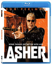 Load image into Gallery viewer, Asher Blu-ray Cover Featuring a Close-up of Ron Perlman as Asher Against a Dark Urban Backdrop