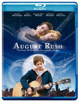 Load image into Gallery viewer, August Rush Blu-ray Case Art Featuring Freddie Highmore Playing Guitar Under a Large Moon with the New York City Skyline at the Bottom