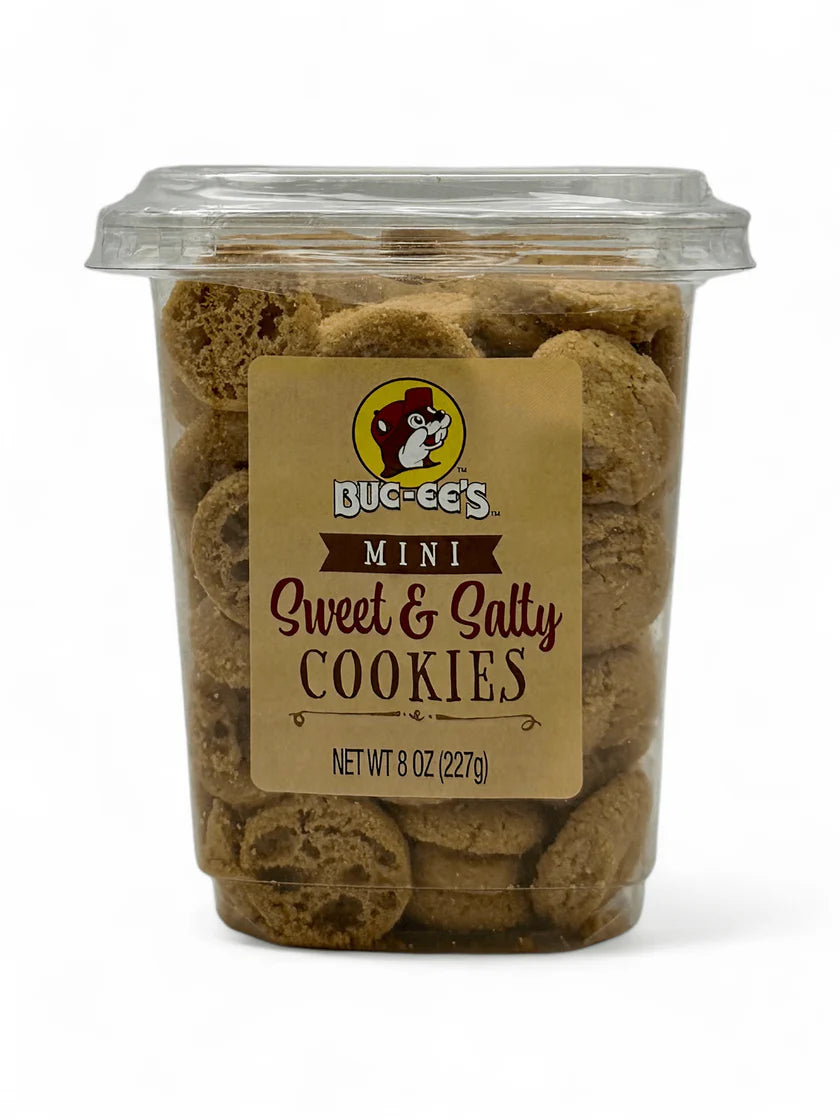 Buc-ee's Mini Sweet & Salty Cookies 8 oz Tub Snack Treat Buttery Savory
