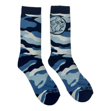 Load image into Gallery viewer, Buc-ee&#39;s Camo Crew Socks Green Blue Mascot Print Unisex