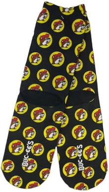 Buc-ee's Black Logo Crew Socks Mascot Print Apparel Souvenir