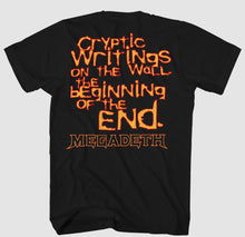 Load image into Gallery viewer, Megadeth Cryptic Writings t-shirt, front and back Vic Rattlehead artwork