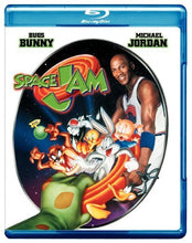 Load image into Gallery viewer, Space Jam Blu-ray cover with Bugs Bunny, Michael Jordan, and Looney Tunes characters.