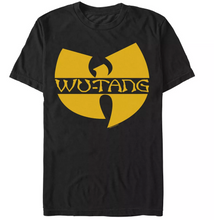 Load image into Gallery viewer, Wu-Tang Clan T-Shirt in Black Featuring a Bold Solid Yellow Logo Graphic on the Front