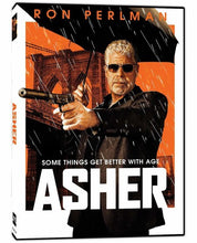 Load image into Gallery viewer, Asher DVD Cover Featuring a Close-up of Ron Perlman as Asher Against a Dark Urban Backdrop