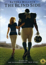 Load image into Gallery viewer, The Blind Side movie cover featuring Sandra Bullock and Quinton Aaron walking across a football field.